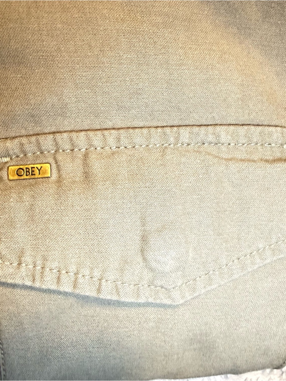 Obey Men's Military Field Jacket in Olive with Light Blue Lining - Picture 10 of 11